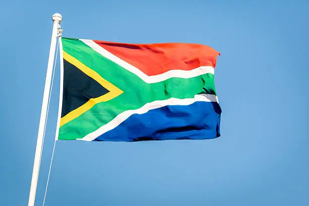 South african flag on a blue sky - Pride of the nation South Africa adopted on 27 April 1994 representing the new democracy
