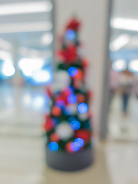 istock blur Christmas tree with colorful lights 527958227