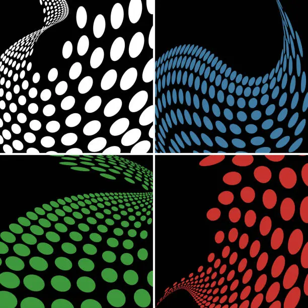 Vector illustration of set of abstract polka dots pattern