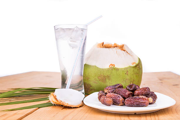 istock Coconut juice, dates simple iftar break fast food during Ramadan 528048000