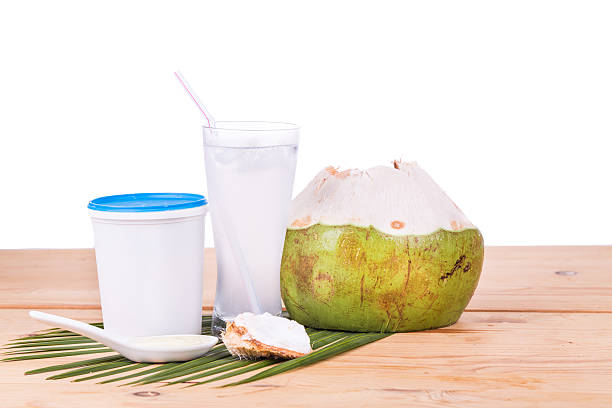 istock Refreshing natural coconut juice with yogurt drinks helps digest 528048636