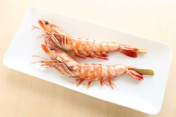 istock Japanese food, salted grill prawn 528049278