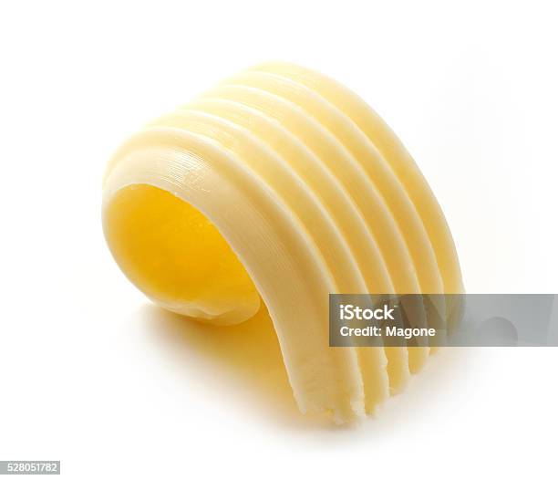 Butter Curl On White Background Stock Photo - Download Image Now - Butter, Margarine, White Background