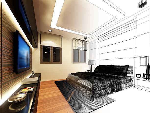 istock abstract sketch design of interior bedroom 528055794