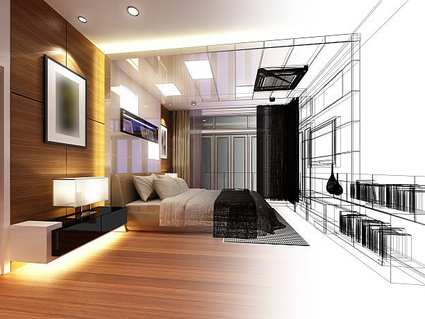 istock abstract sketch design of interior bedroom 528056348