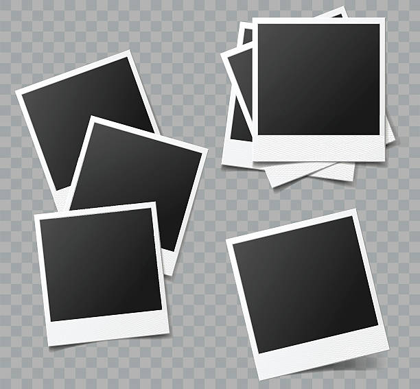 Collection of vector blank photo frames with transparent shadow effects Collection of vector blank photo frames with transparent shadow effects polaroid stock illustrations