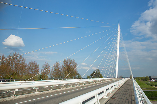 Haarlemmermeer, the Netherlands  - May 4, 2016: Calatrava Bridge Harp is one of three bridges in the  Haarlemmermeer, the Netherlands Photo taken on May 04, 2016