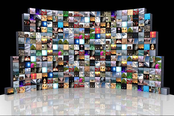 media background media background - telecommunications, television, internet, business television studio stock pictures, royalty-free photos & images