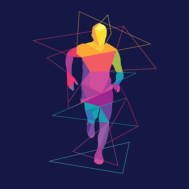 실행 남자 실루엣 로고 형판 - silhouette jogging running backgrounds stock illustrations
