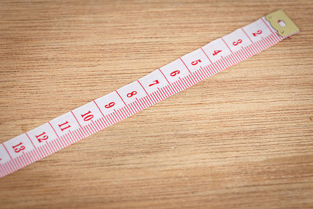 istock White measure tape on wood texture 528065815
