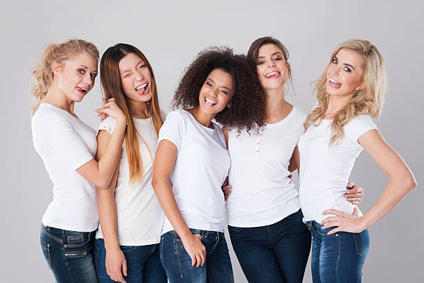 istock Funny face of multi ethnic women 528067139