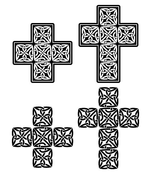 ケルトクロスのセット伝統的なデザイン、ブラック - celtic cross cross cross shape celtic culture点のイラスト素材／クリップアート素材／マンガ素材／アイコン素材
