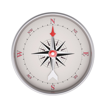 Compass isolated on white background, clipping path