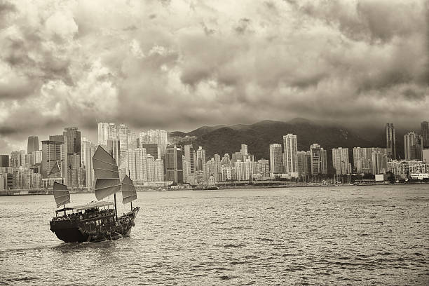 istock Hong Kong harbour retro style 528068059