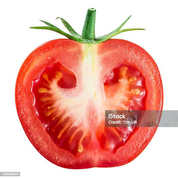 Tomaten Die Hälfte Isoliert Auf Weiß Mit Clippingpfad Stockfoto und mehr Bilder von Tomate