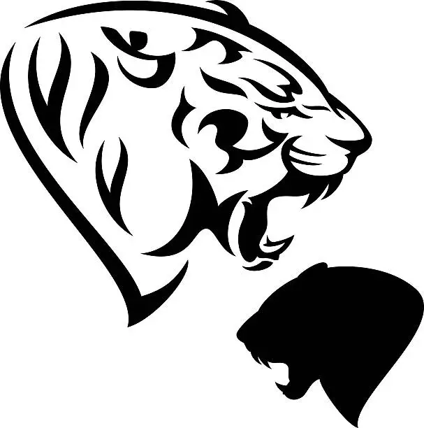 Vector illustration of roaring tiger head