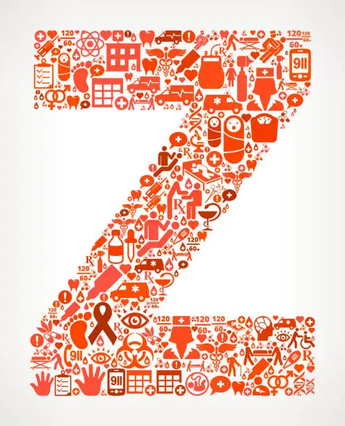 Vector illustration of Letter z Healthcare and Medical Red Icon Pattern