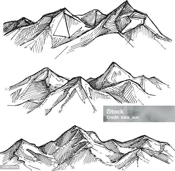 Hand Drawn Vector Illustration Mountains Sketch Style Stock Illustration - Download Image Now