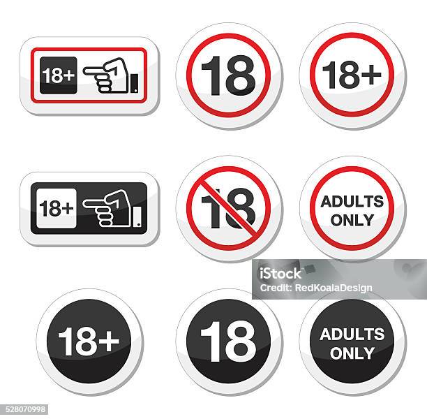 Under 18 Adults Only Warning Sign Stock Illustration - Download Image Now - 18-19 Years, Forbidden, Teenager