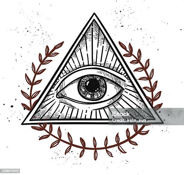 Hand Drawn Vector Illustration All Seeing Eye Pyramid Symbol Stock Illustration - Download Image Now