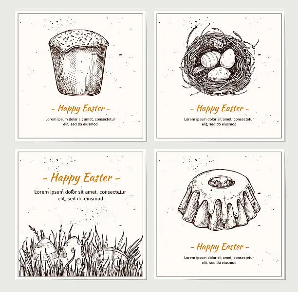 Vector illustration of Hand drawn vector illustration - set of Happy Easter!