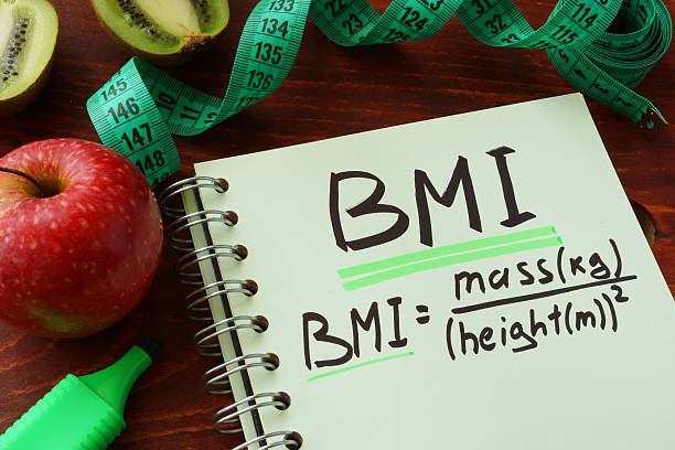 BMI body mass index written on a notepad sheet. stock photo
