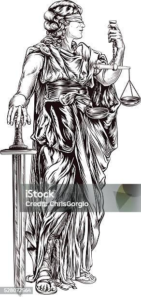 Lady Justice Stock Illustration - Download Image Now - Lady Justice, Justice - Concept, Engraving
