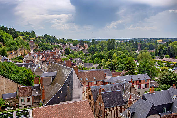 Roofs of medieval European town stock photo