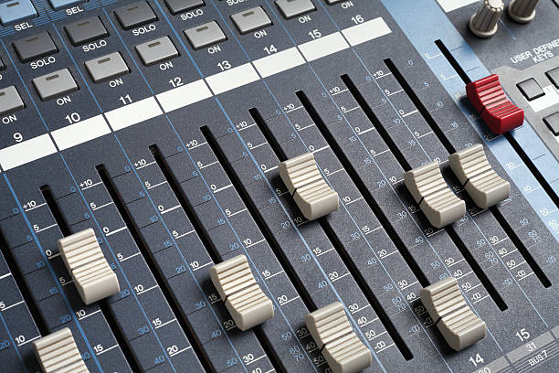 istock Professional audio mixing console. Recording studio equipment 528099919