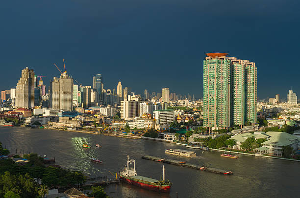 istock Bangkok cityscape Modern building river side at evening,Thailand 528101627