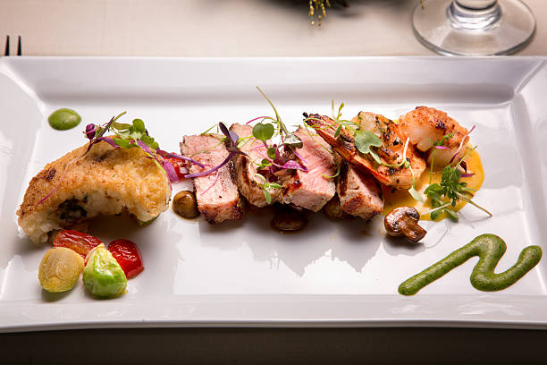 istock Fancy Shrimp, Scallop and Beef Tenderloin Dinner 528101863