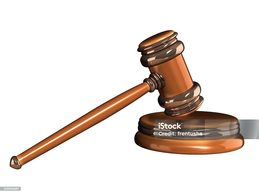 Judicial 3d gavel Symbol of justice - judicial 3d gavel. Object isolated on white background Auction Stock Photo