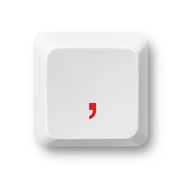 komma-symbol auf einem computer schlüssel, isoliert auf weiss - komma stock-fotos und bilder