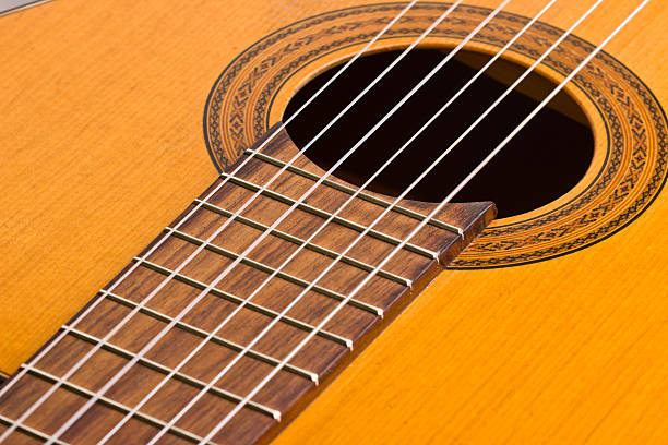 istock Musical background image of classical guitar 528106623