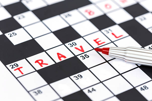 istock Close up red marker on Crossword - Travel 528129767