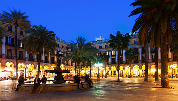 istock Placa Reial in winter evening. Barcelona 528130061