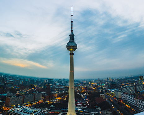 Berlin TV Tower, twilight.