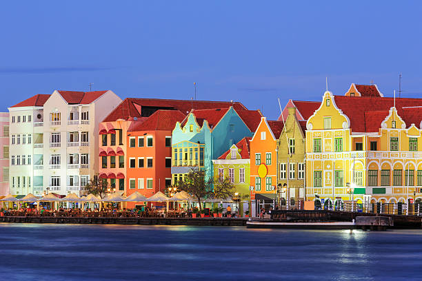 Curacao, Netherlands Antilles View of downtown Willemstad at twilight. Curacao, Netherlands Antilles willemstad stock pictures, royalty-free photos & images