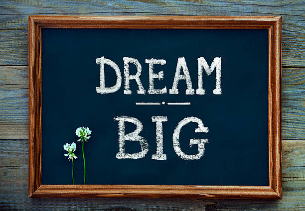 istock Hand drawn chalkboard sign DREAM BIG 528133245