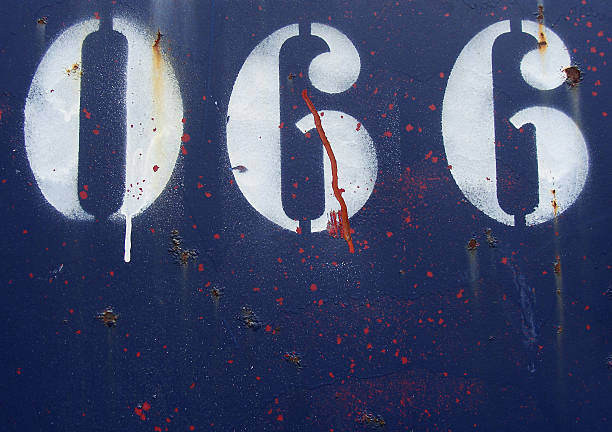 istock the number 066 sprayed in white on blue metal plate 528133775