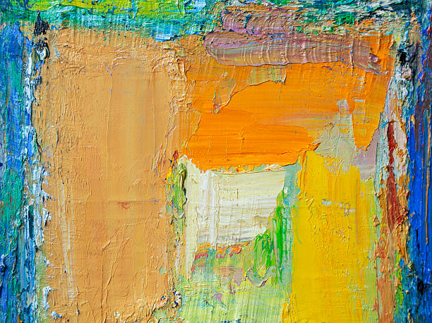 istock Abstract painted orange and blue art backgrounds. 528133785