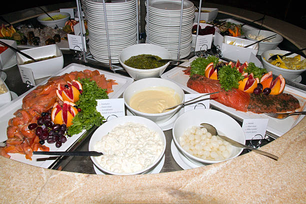 istock Buffet of fish and salad 528146317