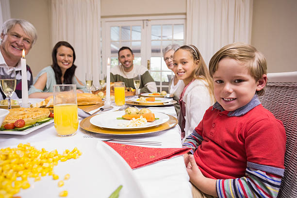 istock Three generation family having christmas dinner together 528148045