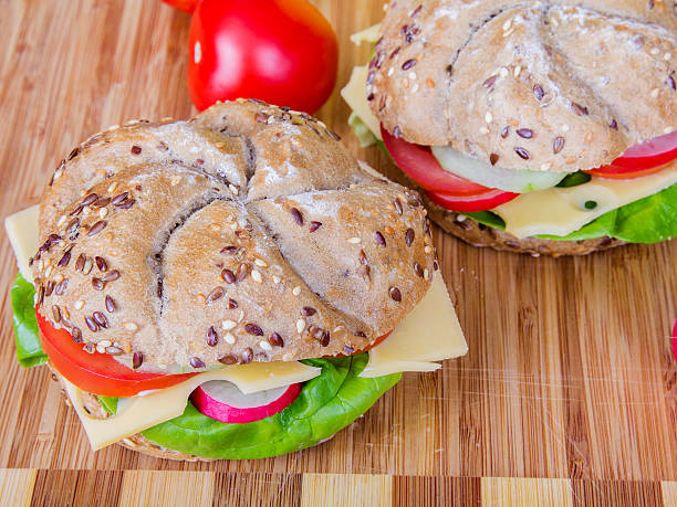 istock Vegetarian wholemeal sandwich roll 528148551