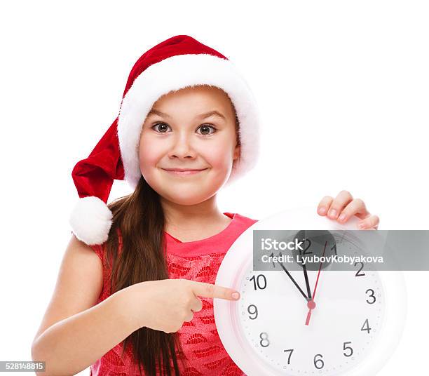 Christmas Girl In Santa Stock Photo - Download Image Now - Beautiful People, Beauty, Brown Hair