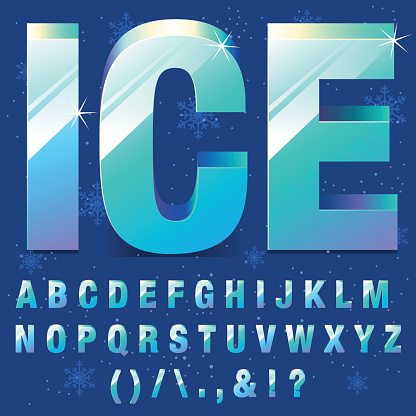 Alphabet Letters Made of Ice