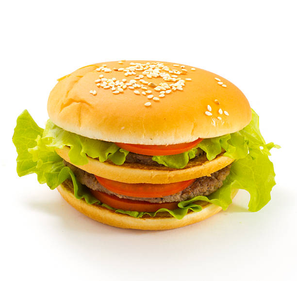 istock Big and tasty hamburger isolated on white background 528149725