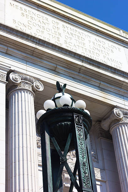 istock National Postal Museum building facade columns and statue. 528149735