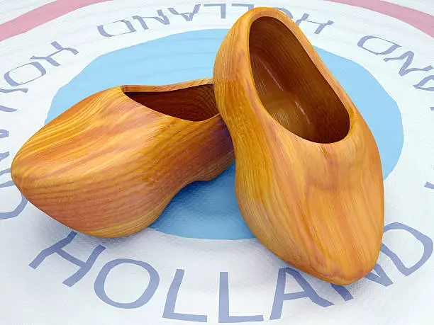 holland national wooden footwear of a sabot in 3d