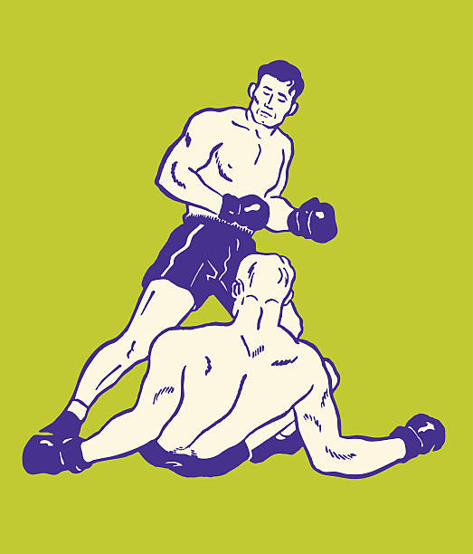 ilustrações de stock, clip art, desenhos animados e ícones de dois homens boxe - boxing glove sports glove retro revival old fashioned